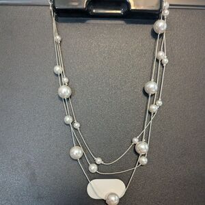 Multi strand faux pearl necklace